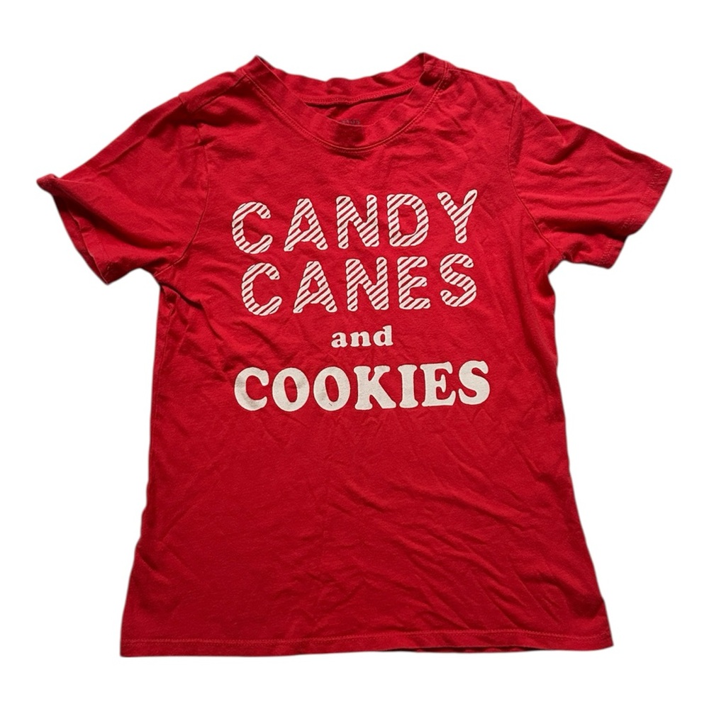 Brokedown Kids Holiday Festive Red Kids T-Shirt with Candy Print